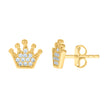 14kt Yellow Gold Womens Cubic-Zirconia Crown Fashion Stud Earrings 