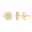 14kt Yellow Gold Womens Cubic-Zirconia Flower Fashion Stud Earrings 