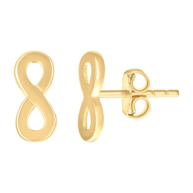 14kt Yellow Gold Womens Infinity Love Stud Earrings 