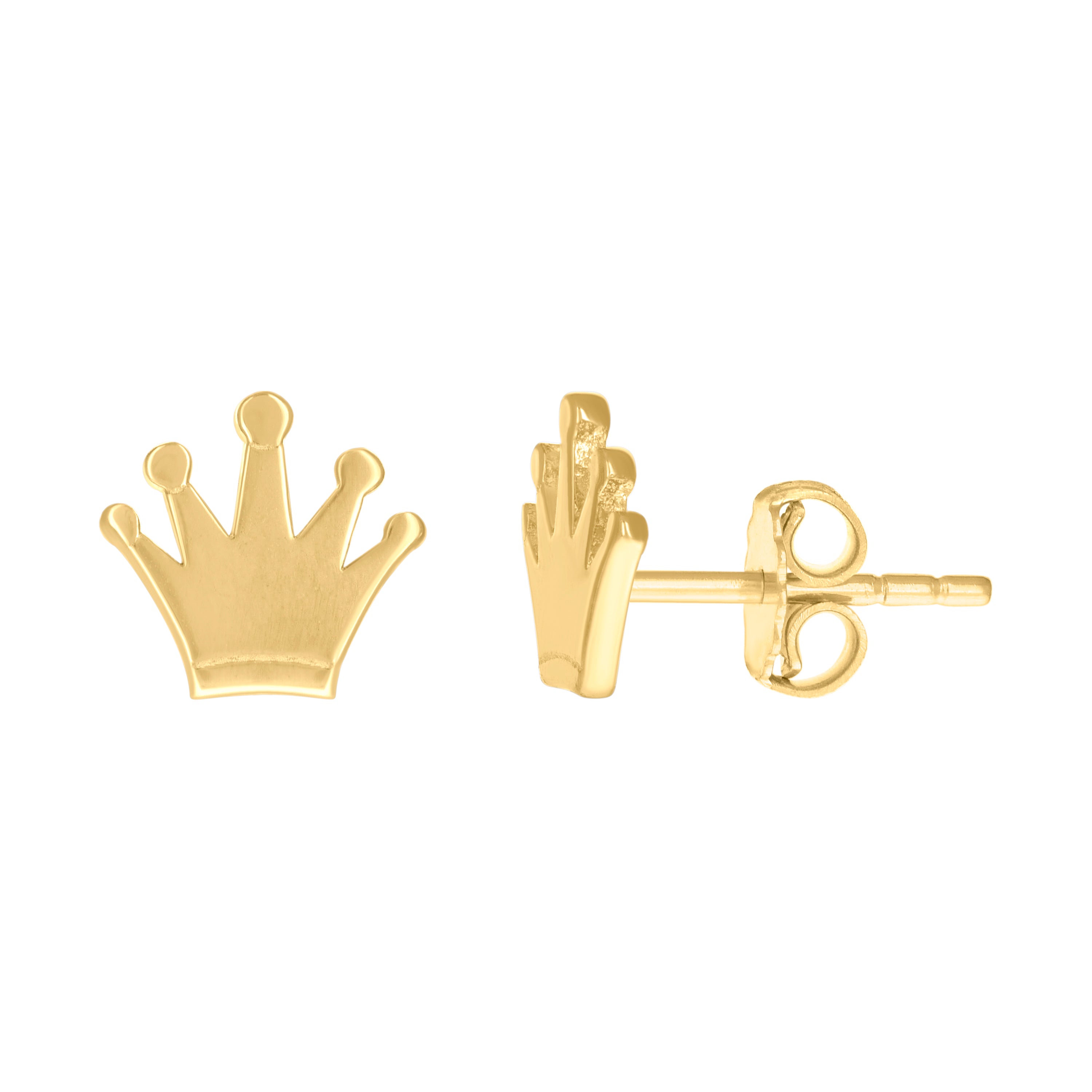 14kt Yellow Gold Womens Crown Fashion Stud Earrings 