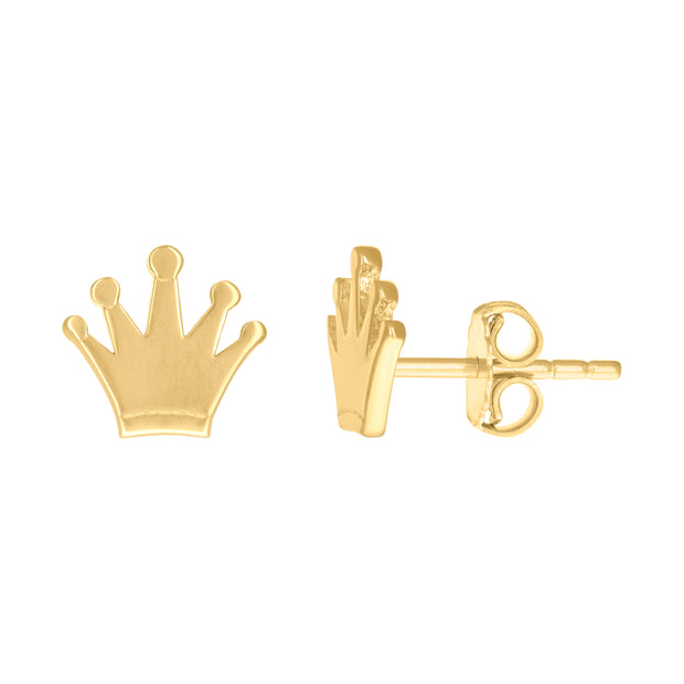 14kt Yellow Gold Womens Crown Fashion Stud Earrings 