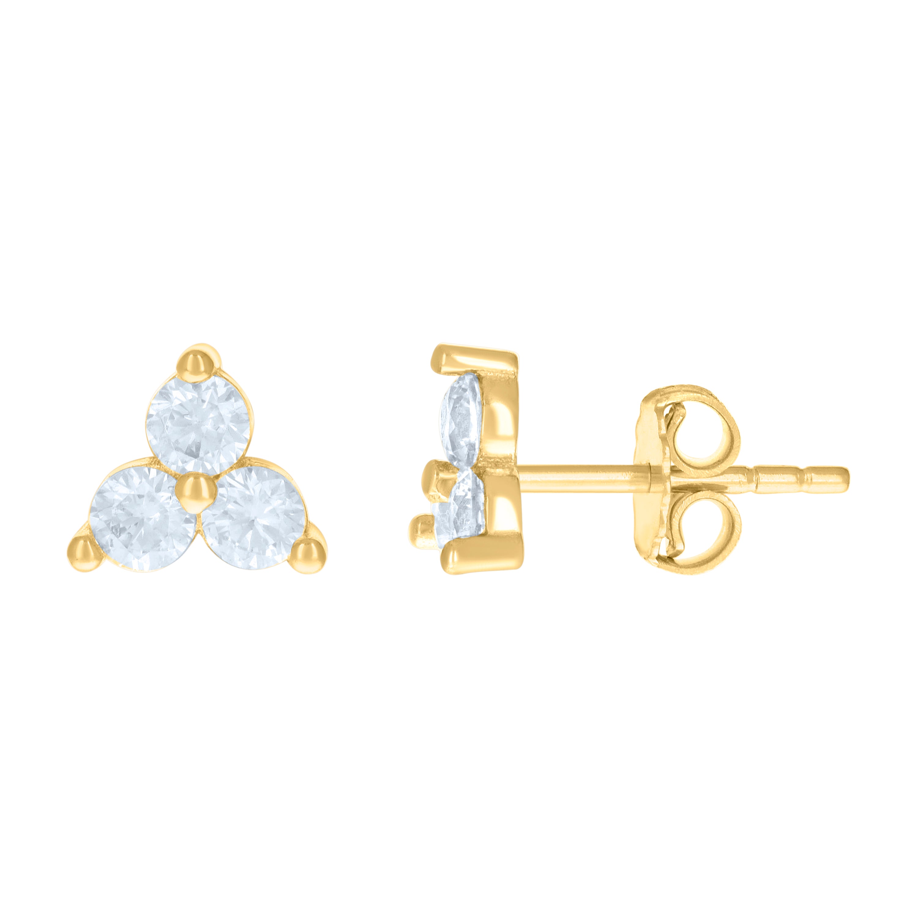 14kt Yellow Gold Womens Cubic-Zirconia Trillion Fashion Stud Earrings 