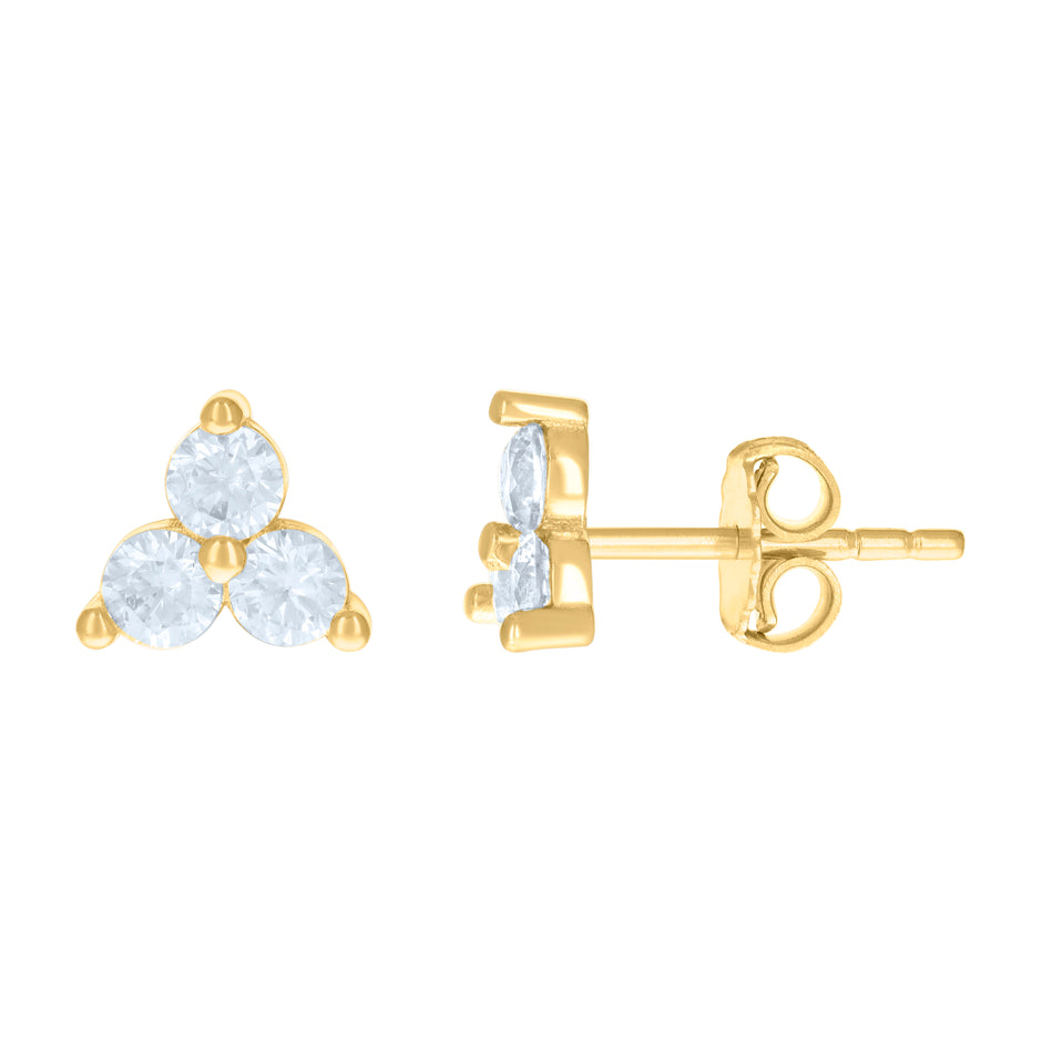 14kt Yellow Gold Womens Cubic-Zirconia Trillion Fashion Stud Earrings 
