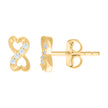 14kt Yellow Gold Womens Cubic-Zirconia Love Infinity Heart Stud Earrings 
