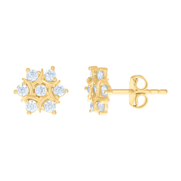 14kt Yellow Gold Womens Cubic-Zirconia Fashion Stud Earrings 