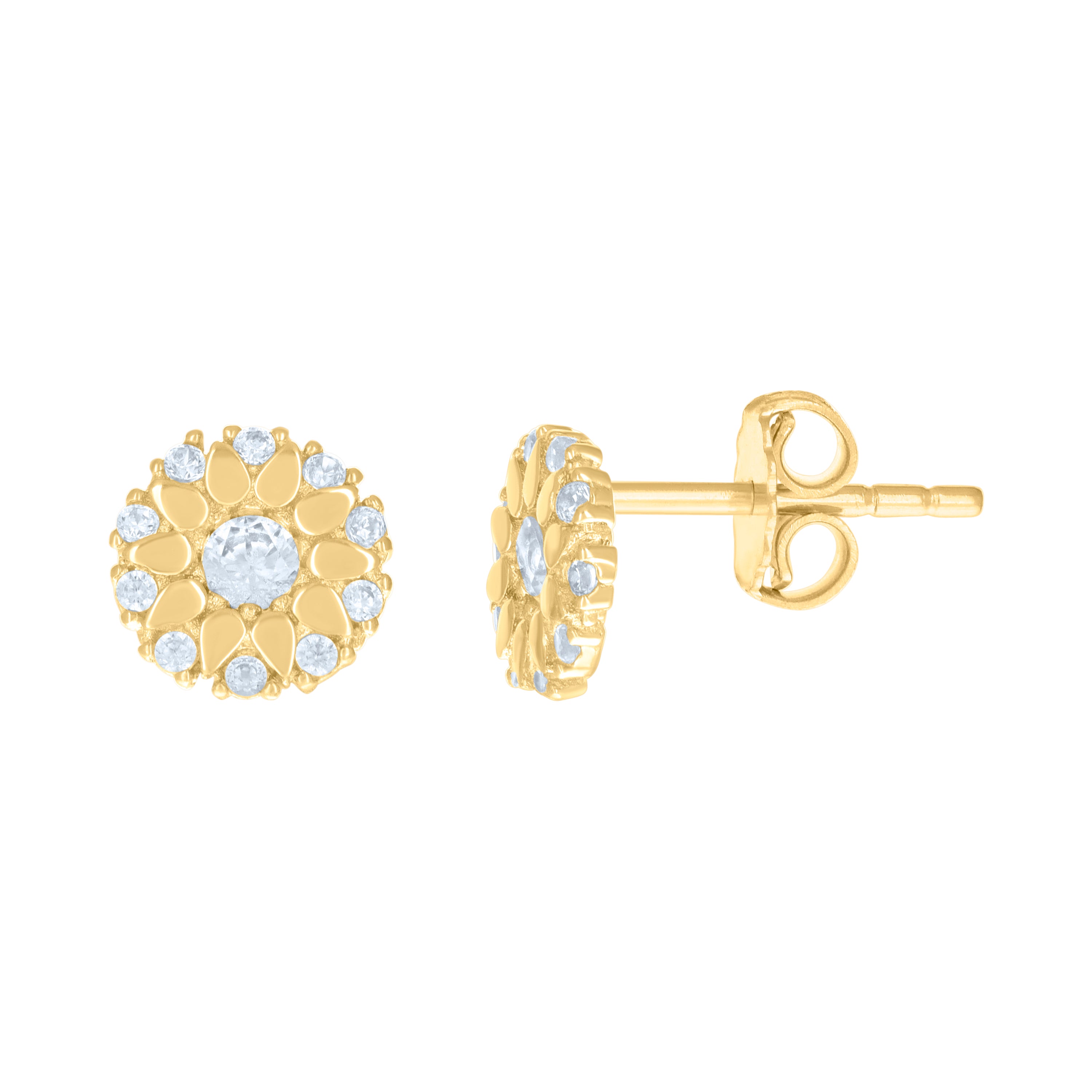14kt Yellow Gold Womens Cubic-Zirconia Fashion Stud Earrings 