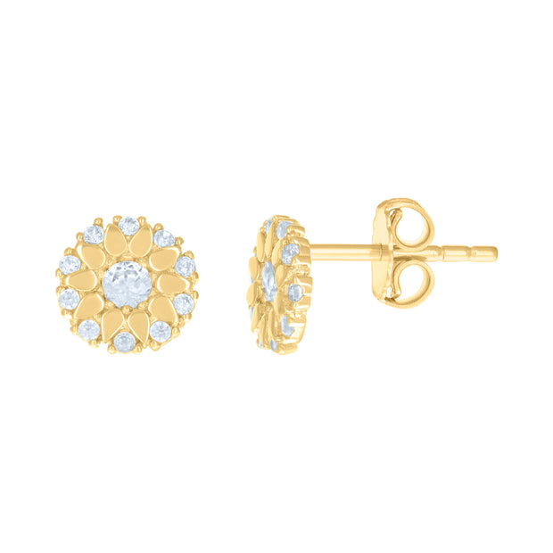 14kt Yellow Gold Womens Cubic-Zirconia Fashion Stud Earrings 