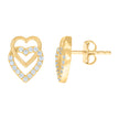 14kt Yellow Gold Womens Cubic-Zirconia Intertwined Hearts Stud Earrings 