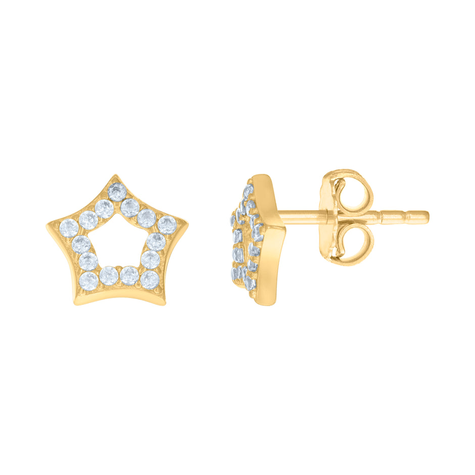 14kt Yellow Gold Womens Cubic-Zirconia Star Fashion Stud Earrings 