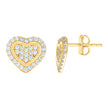 14kt Yellow Gold Womens Cubic-Zirconia Heart Stud Earrings 