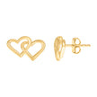 14kt Yellow Gold Womens Intertwined Hearts Stud Earrings 