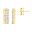 14kt Yellow Gold Womens Cubic-Zirconia Elongated Bar Fashion Stud Earrings 