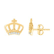 14kt Yellow Gold Womens Cubic-Zirconia Crown Fashion Stud Earrings 