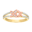 14kt Two-tone Gold Womens Cubic-Zirconia Butterflies Fashion Ring 