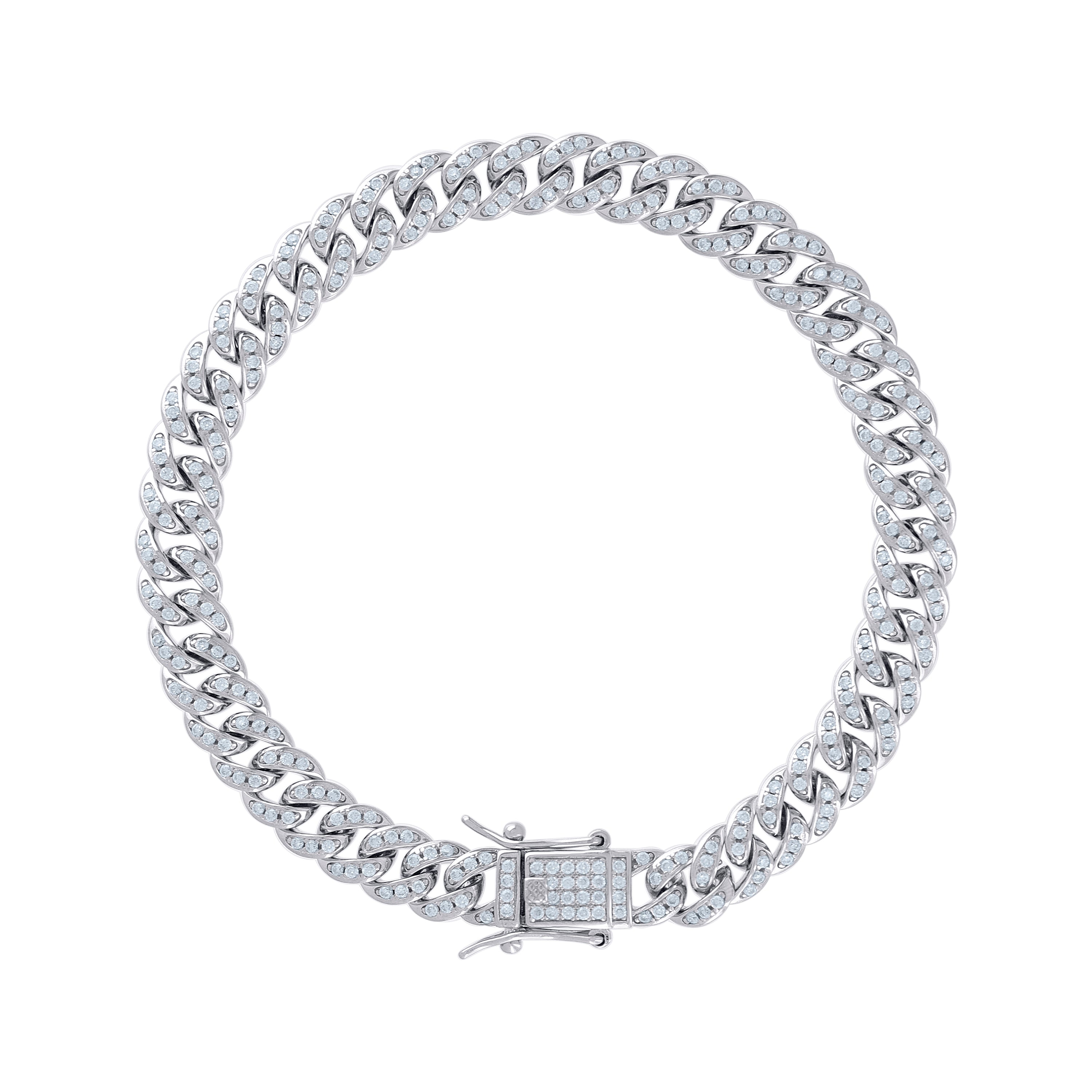 925 Sterling Silver 1.65ct Moissanite Miami Cuban Chain Bracelet 6mm 7 Inches