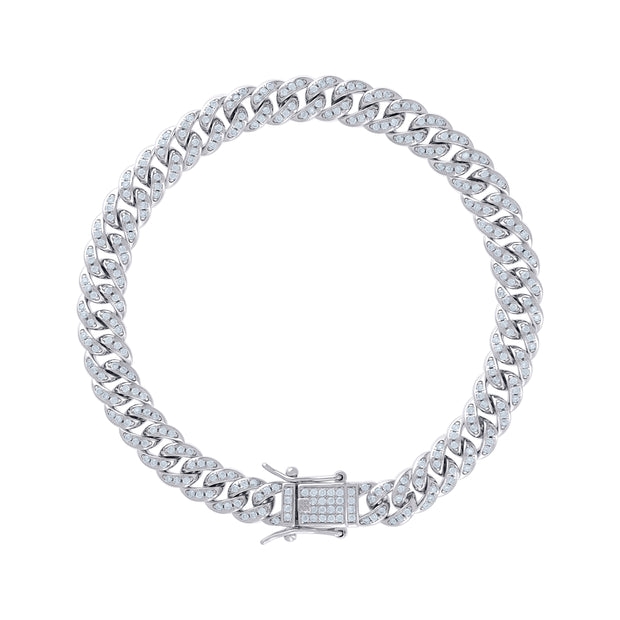925 Sterling Silver 1.65ct Moissanite Miami Cuban Chain Bracelet 6mm 7 Inches