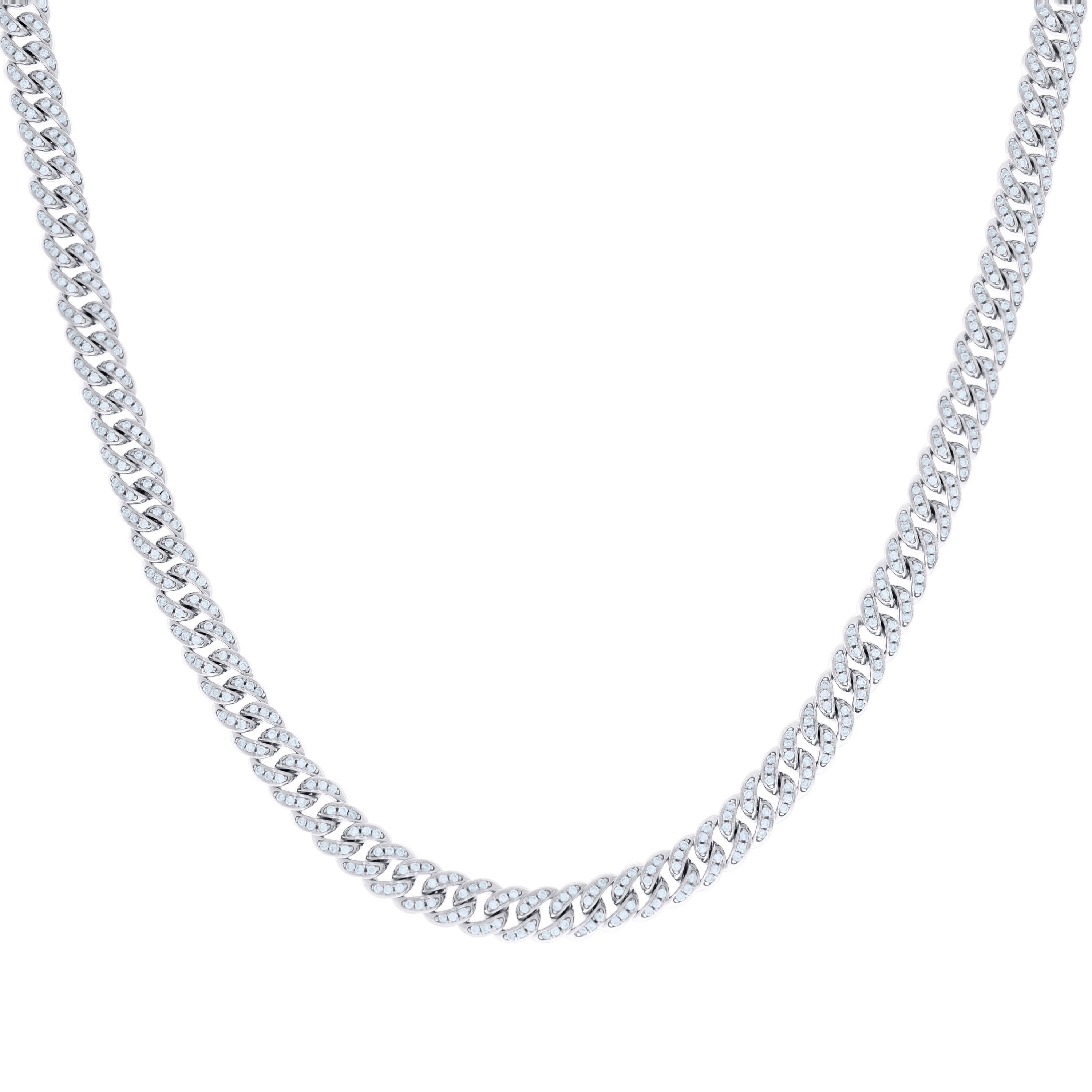 925 Sterling Silver 4.10ct Moissanite Miami Cuban Chain 6mm 18 Inches - SLV-135799