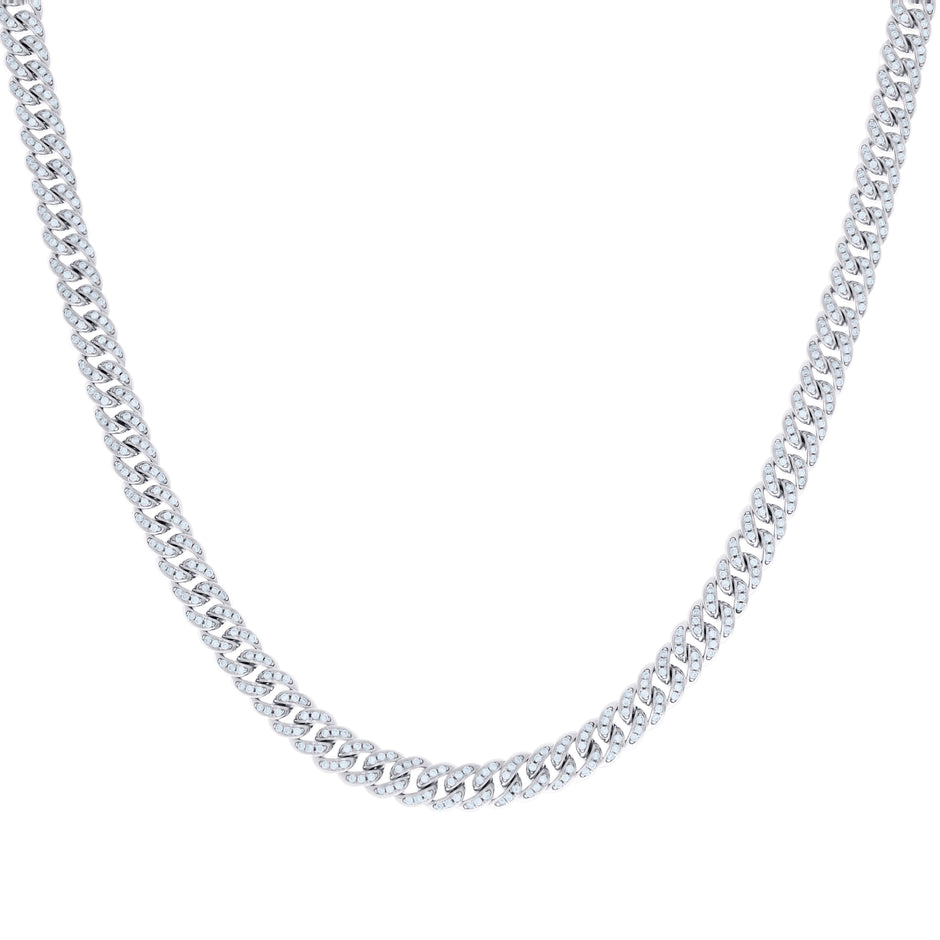 925 Sterling Silver 4.10ct Moissanite Miami Cuban Chain 6mm 18 Inches - SLV-135799