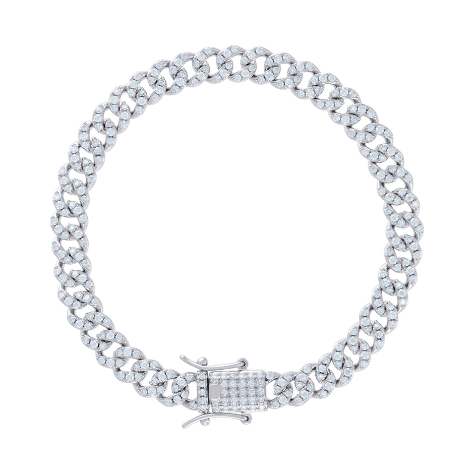 925 Sterling Silver 2.70ct Moissanite Miami Cuban Chain Bracelet 6mm 7 Inches