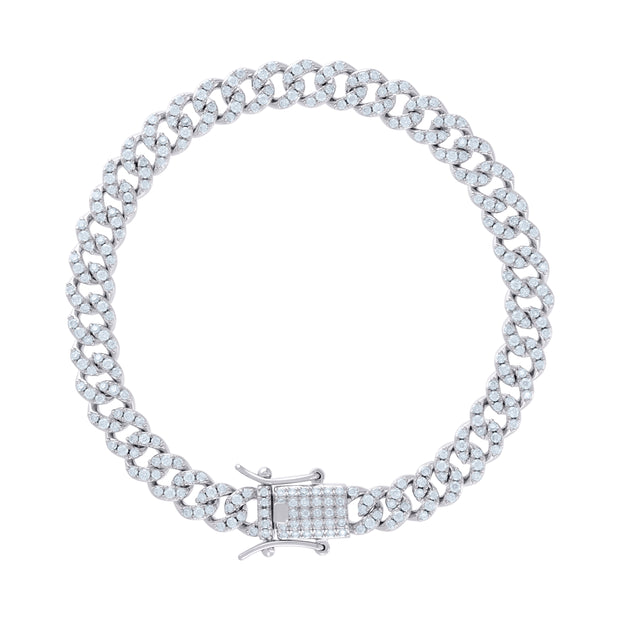925 Sterling Silver 2.70ct Moissanite Miami Cuban Chain Bracelet 6mm 7 Inches