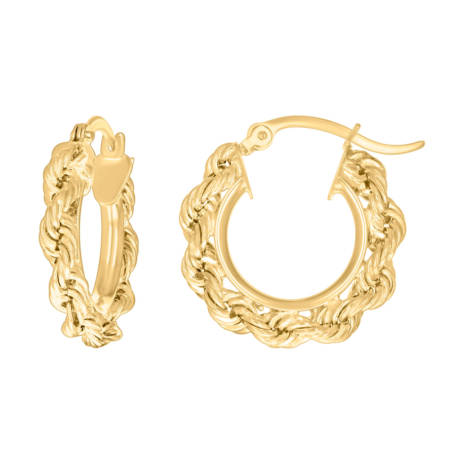 10kt Yellow Gold Womens Fancy Twisted Rope Hoop Earrings 3mm-19