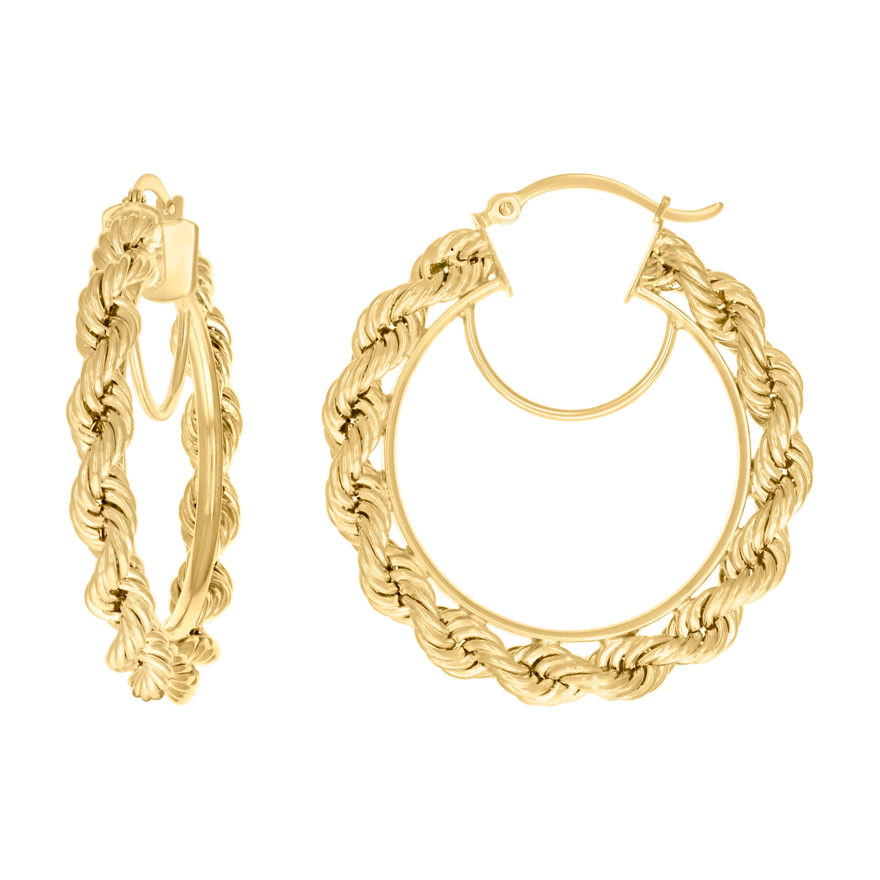10kt Yellow Gold Womens Fancy Twisted Rope Hoop Earrings 5mm-38 - SLV-135829