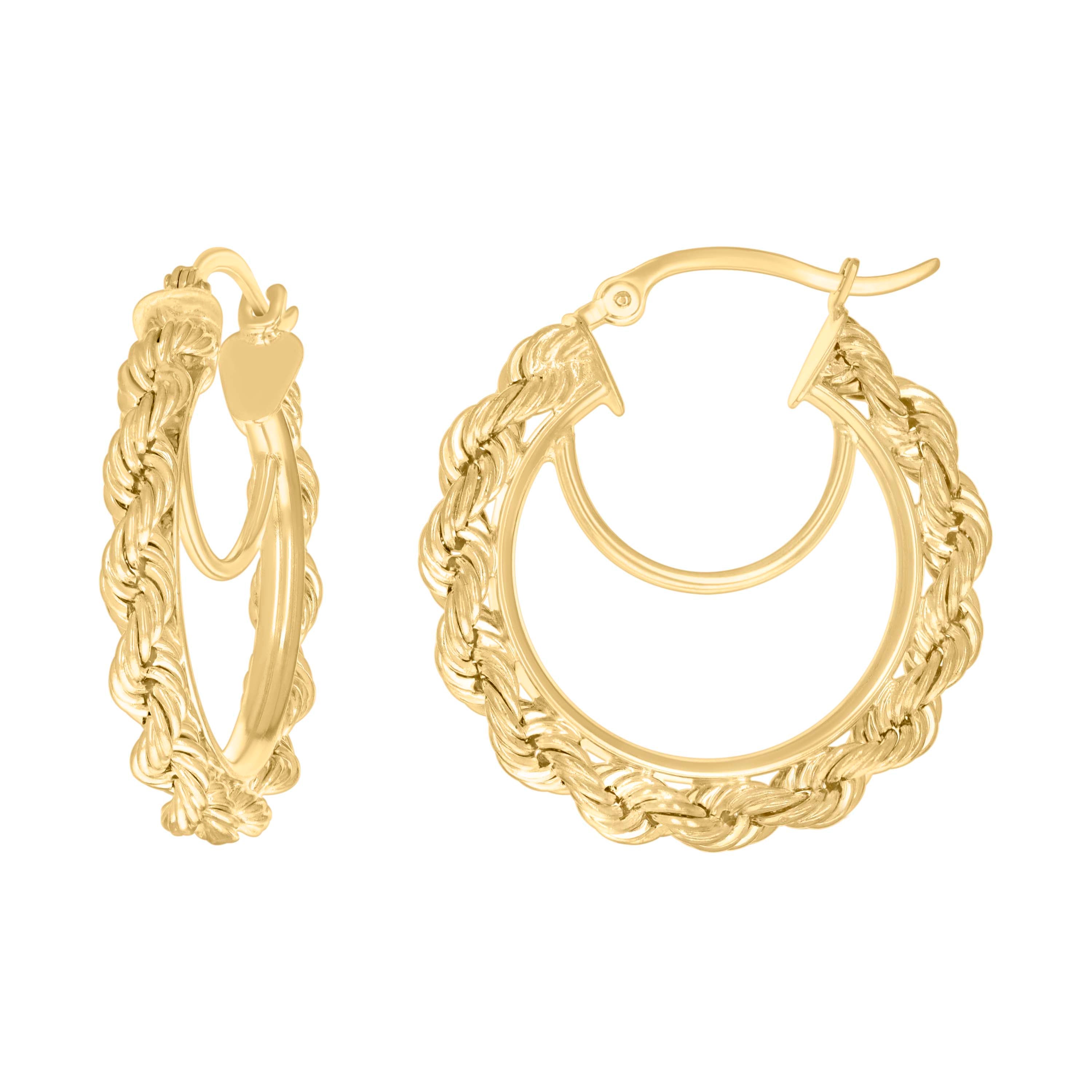 14Kt Yellow Gold Womens Twisted Rope Hoop Earrings 3mm-25 - SLV-135832