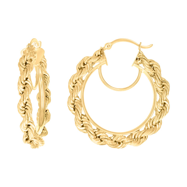 14Kt Yellow Gold Womens Twisted Rope Hoop Earrings 4mm-31 - SLV-135838