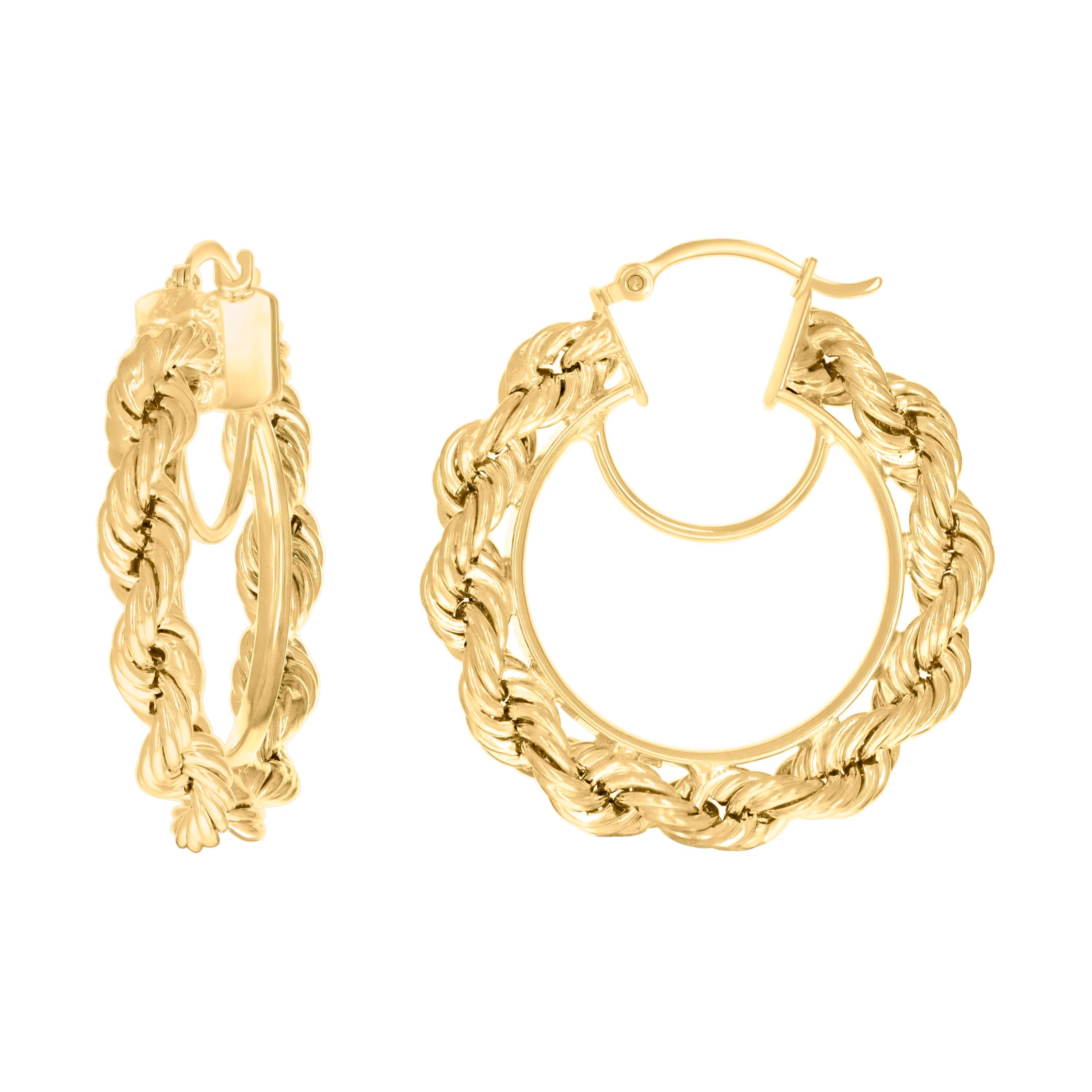 14Kt Yellow Gold Womens Twisted Rope Hoop Earrings 5mm-31 - SLV-135843