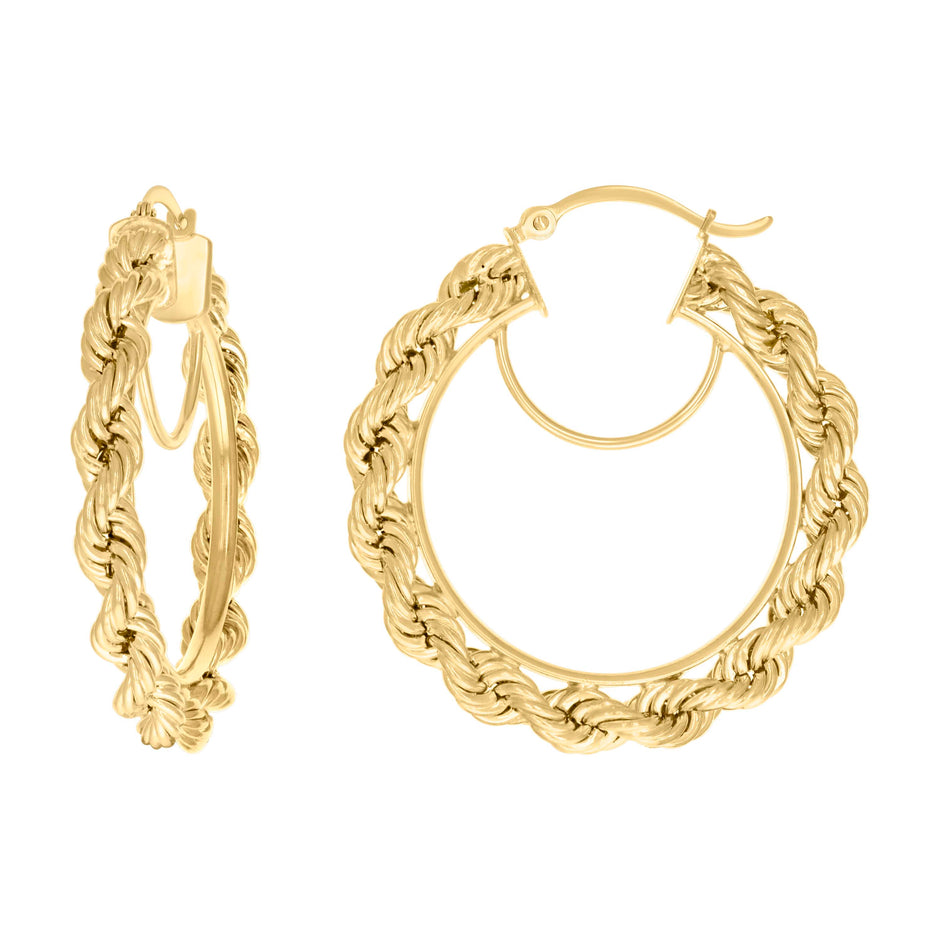 14Kt Yellow Gold Womens Twisted Rope Hoop Earrings 5mm-38 - SLV-135844