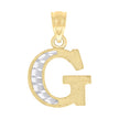 10kt Two-Tone Gold Unisex Diamond-Cut Initial G Charm Pendant