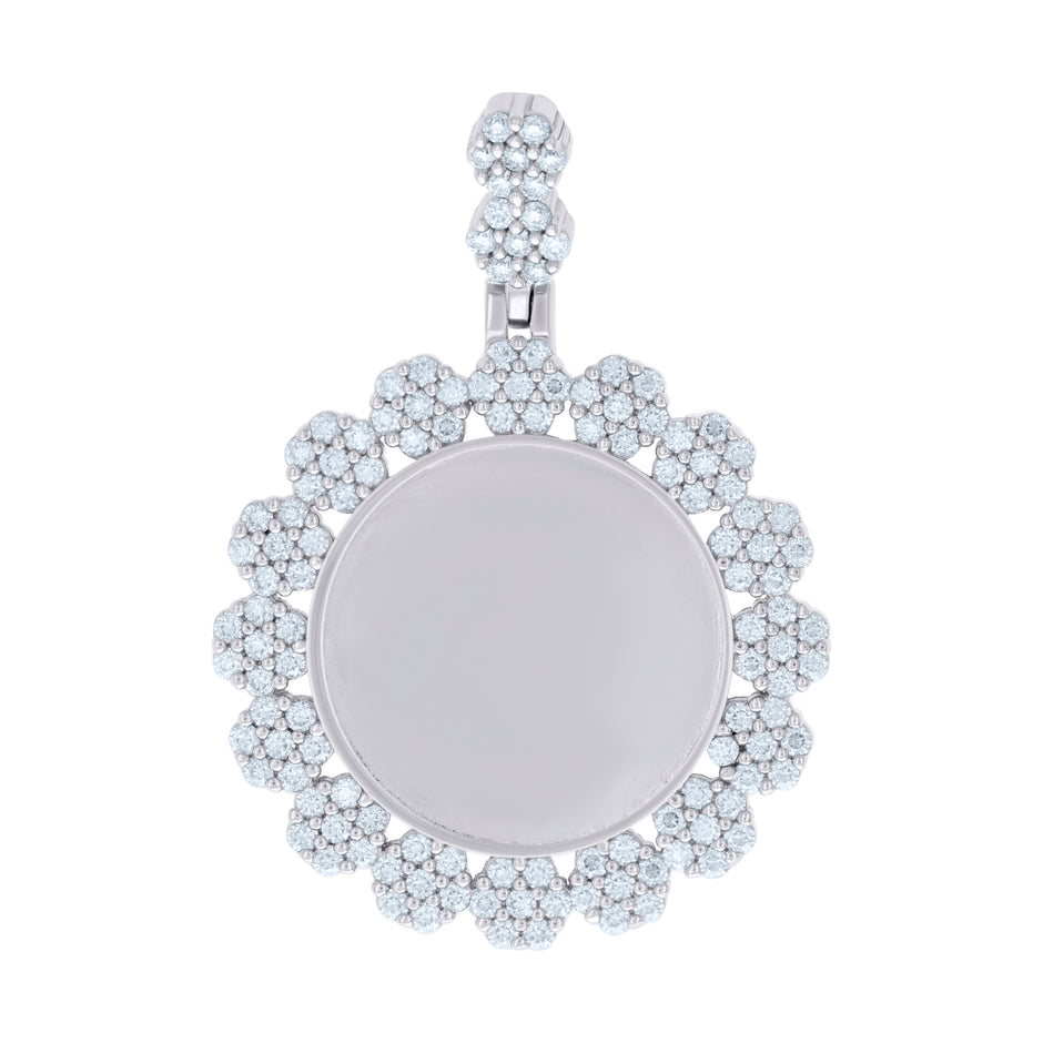 925 Sterling Silver Unisex 1.95ct Moissanite Fashion Picture Frame Pendant 
