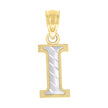 10kt Two-Tone Gold Unisex Diamond-Cut Initial I Charm Pendant