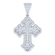 925 Sterling Silver Mens 6.79ct Baguette 3.69ct Round Moissanite Cross Religious Charm Pendant 