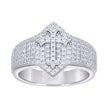 925 Sterling Silver Mens 0.97ct Moissanite Cross Religious Ring Size 10 - SLV-135960