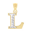 10kt Two-Tone Gold Unisex Diamond-Cut Initial L Charm Pendant
