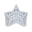 925 Sterling Silver Mens 2.25ct Baguette 3.36ct Round Moissanite Star Fashion Ring Size 10