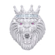 925 Sterling Silver Mens 0.45ct Baguette Pink White Moissanite Leo/Lion Head Ring Size 9 - SLV-135989