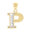 10kt Two-Tone Gold Unisex Diamond-Cut Initial P Charm Pendant