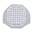 925 Sterling Silver Mens 0.50ct Baguette 2.81ct Round Moissanite Octagon Head Fashion Ring Size 9