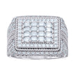925 Sterling Silver Mens 0.91ct Baguette 1.57ct Round Moissanite Square Head Fashion Ring Size 10 - SLV-136022