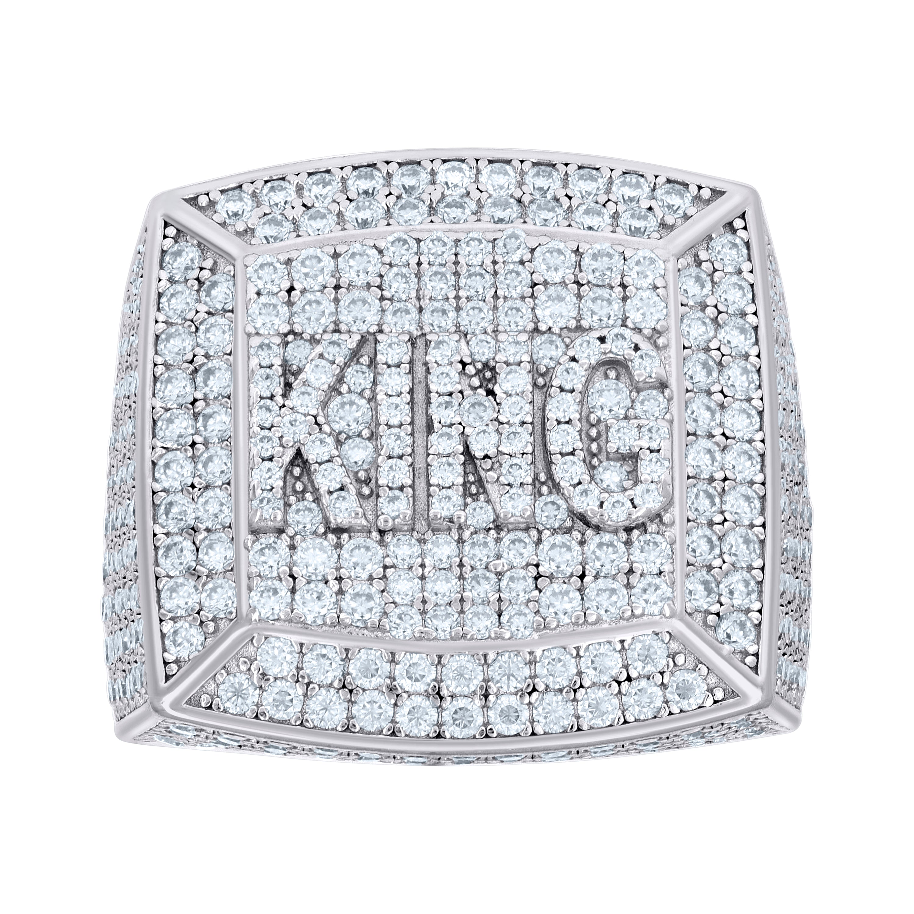 925 Sterling Silver Mens 5.08ct Moissanite KING Square Head Fashion Ring Size 10