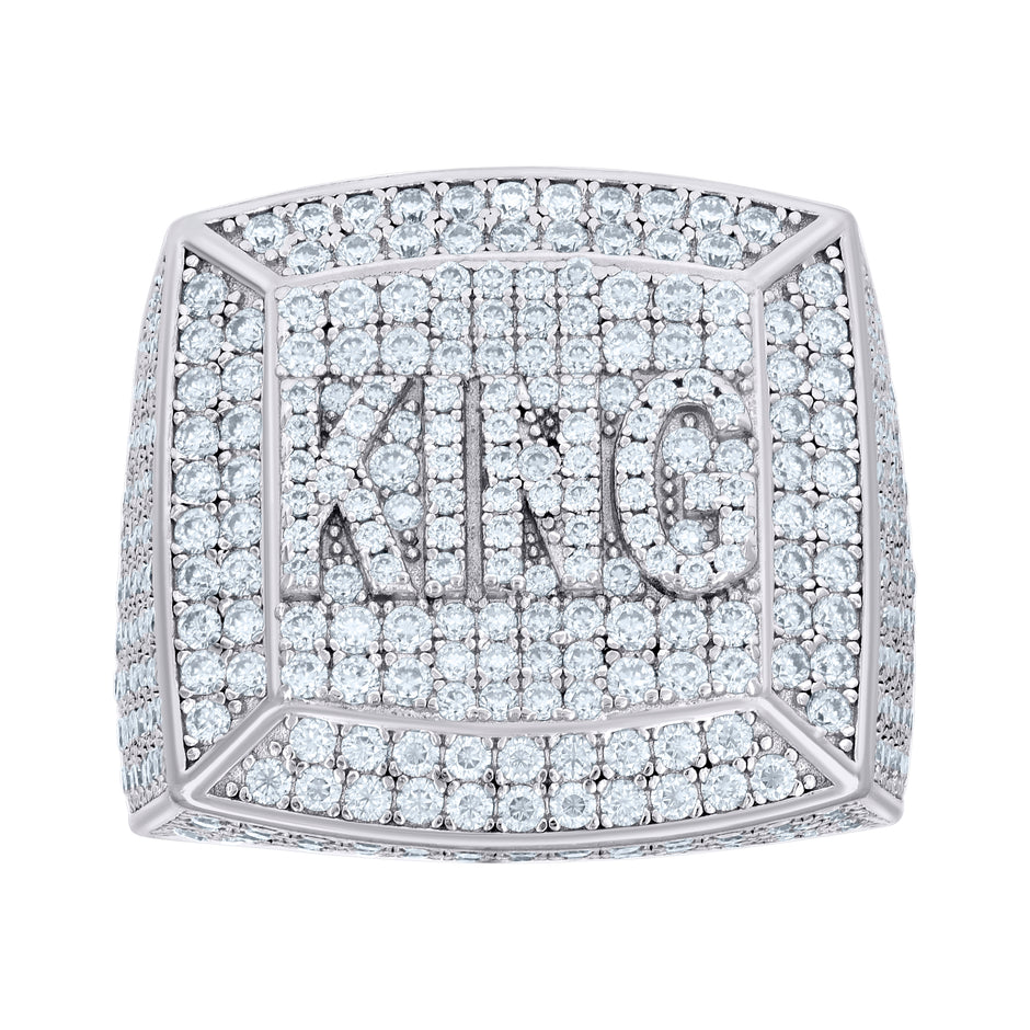 925 Sterling Silver Mens 5.08ct Moissanite KING Square Head Fashion Ring Size 10