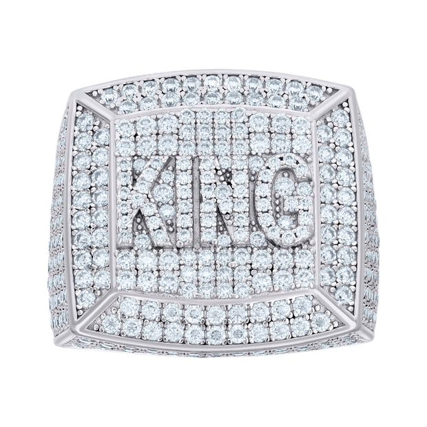925 Sterling Silver Mens 5.08ct Moissanite KING Square Head Fashion Ring Size 10