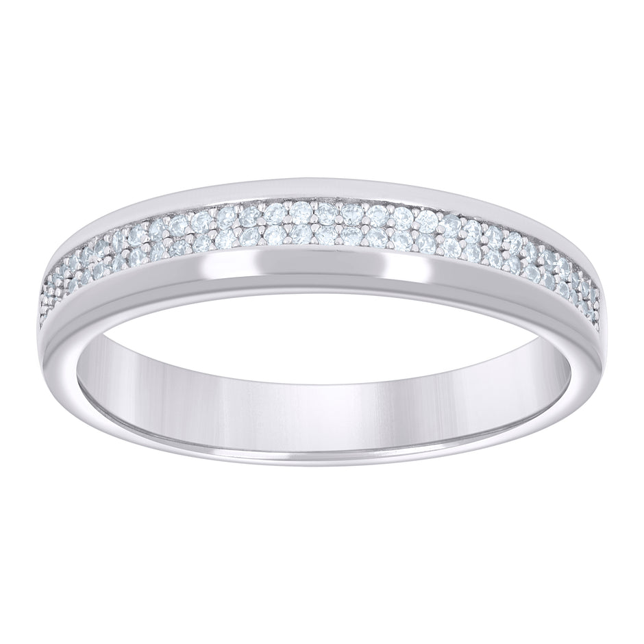 925 Sterling Silver Womens 0.30ct Moissanite Fashion Wedding Band Ring Size 9 - SLV-136169