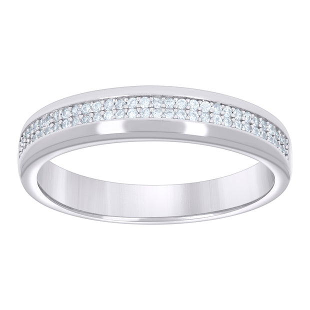 925 Sterling Silver Womens 0.30ct Moissanite Fashion Wedding Band Ring Size 9 - SLV-136169
