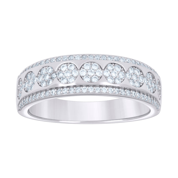 925 Sterling Silver Womens 0.81ct Moissanite Fashion Wedding Band Ring Size 8 - SLV-136181