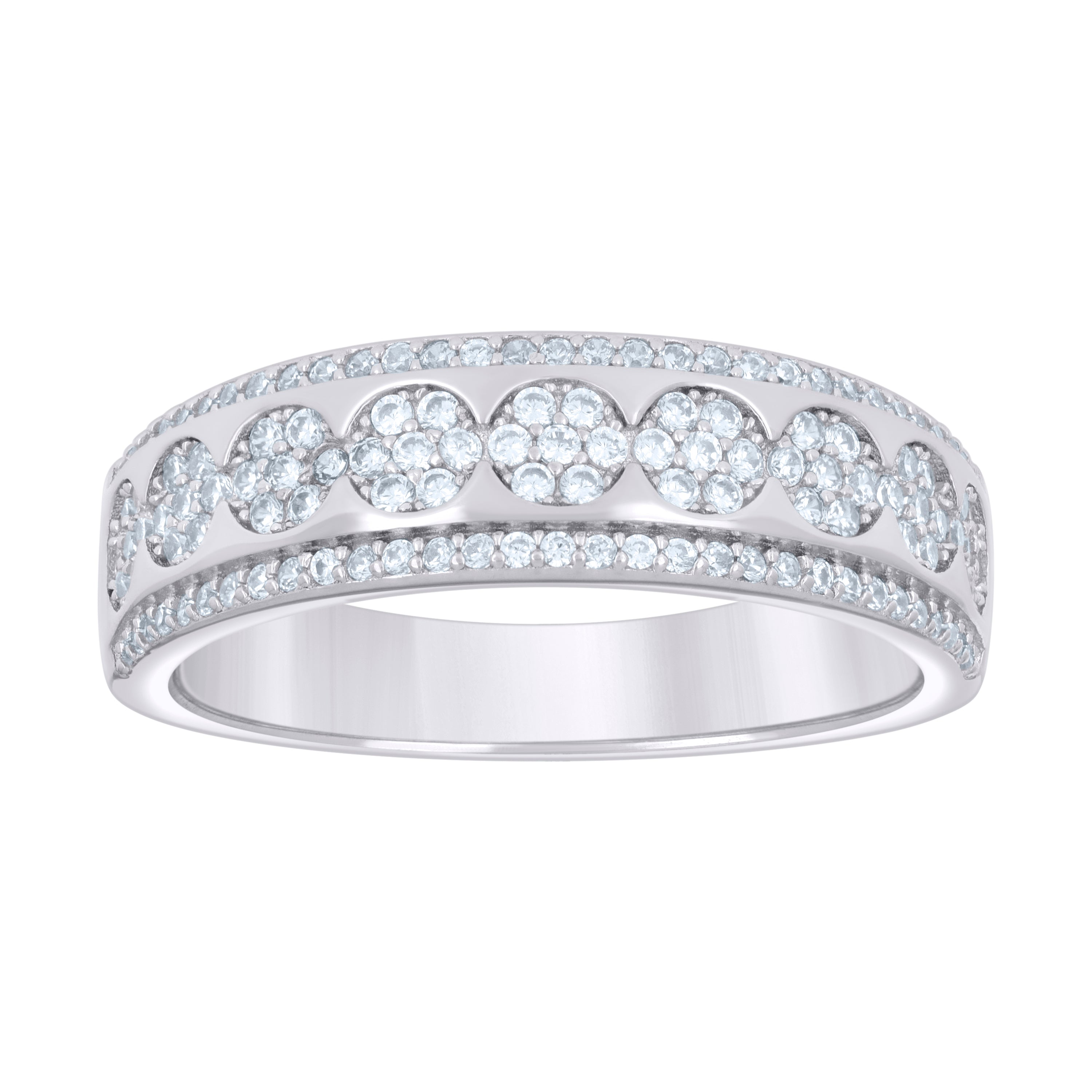 925 Sterling Silver Womens 0.81ct Moissanite Fashion Wedding Band Ring Size 9 - SLV-136182