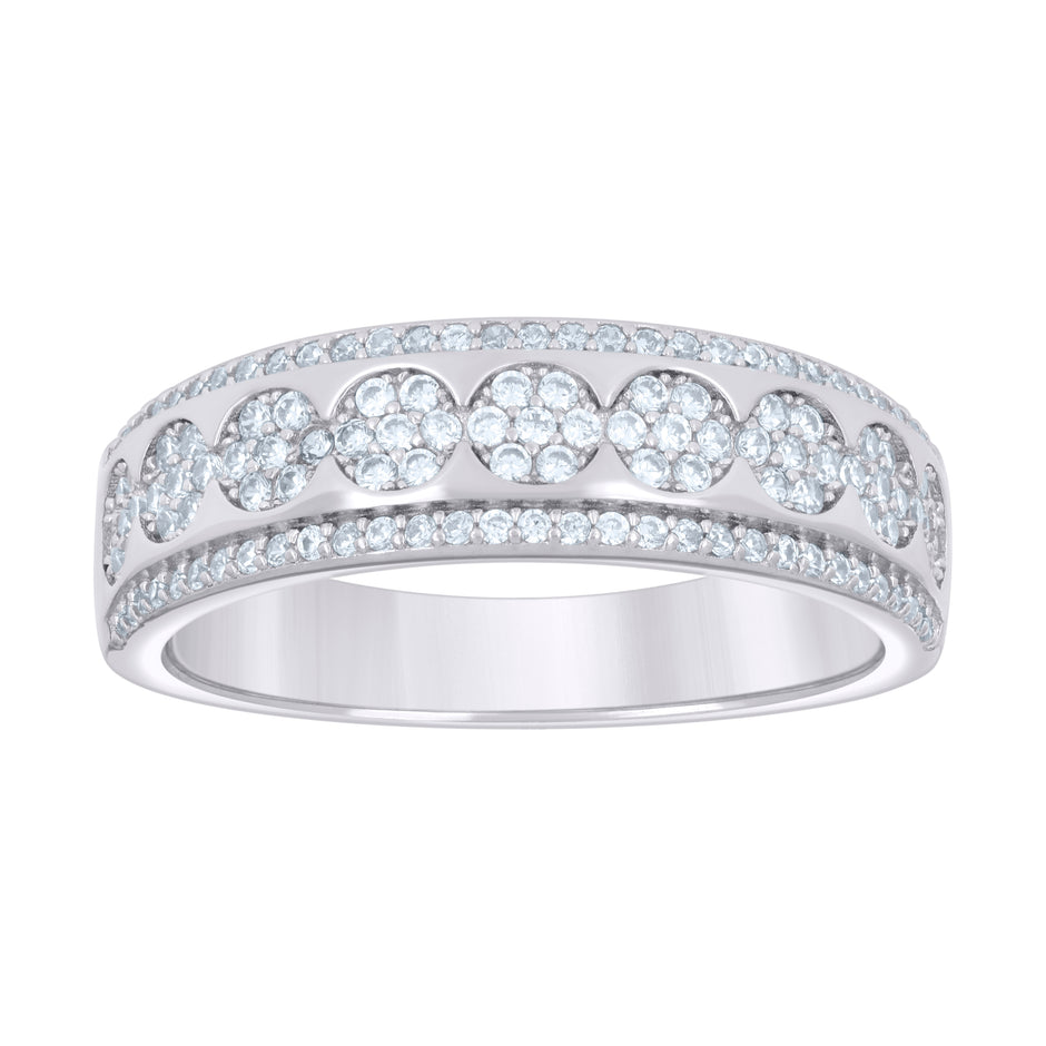 925 Sterling Silver Womens 0.81ct Moissanite Fashion Wedding Band Ring Size 9 - SLV-136182