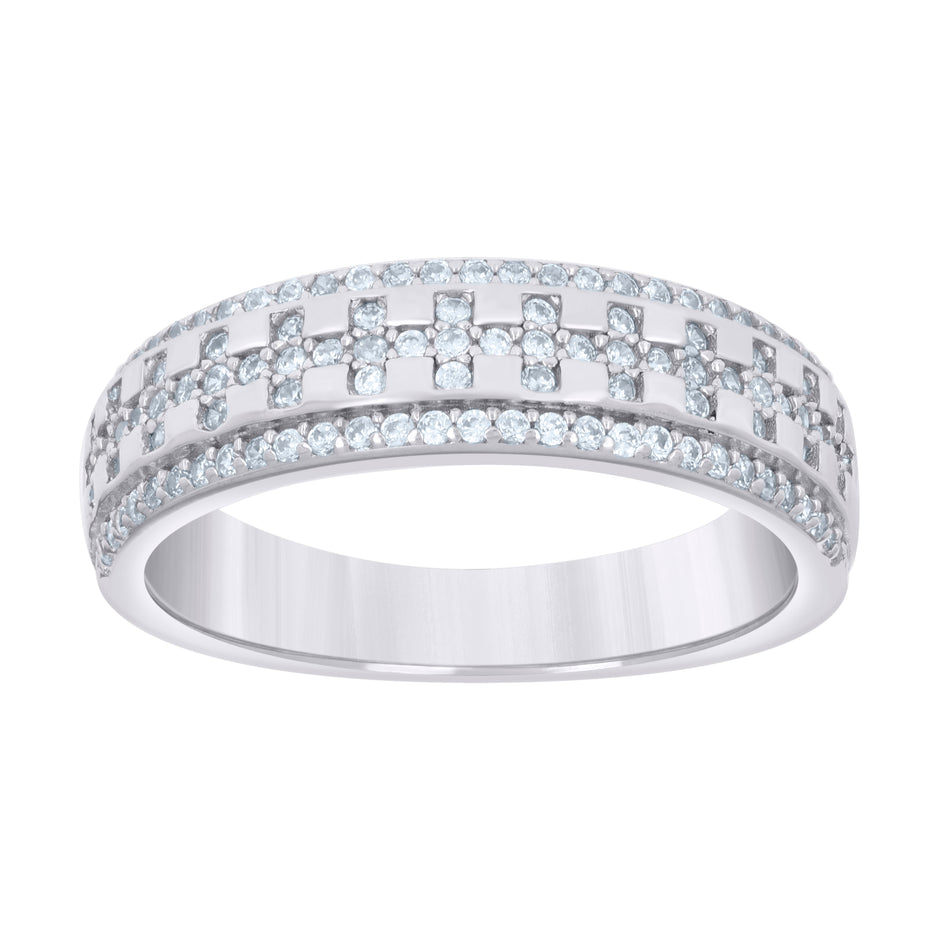 925 Sterling Silver Womens 0.55ct Moissanite Fashion Wedding Band Ring Size 5